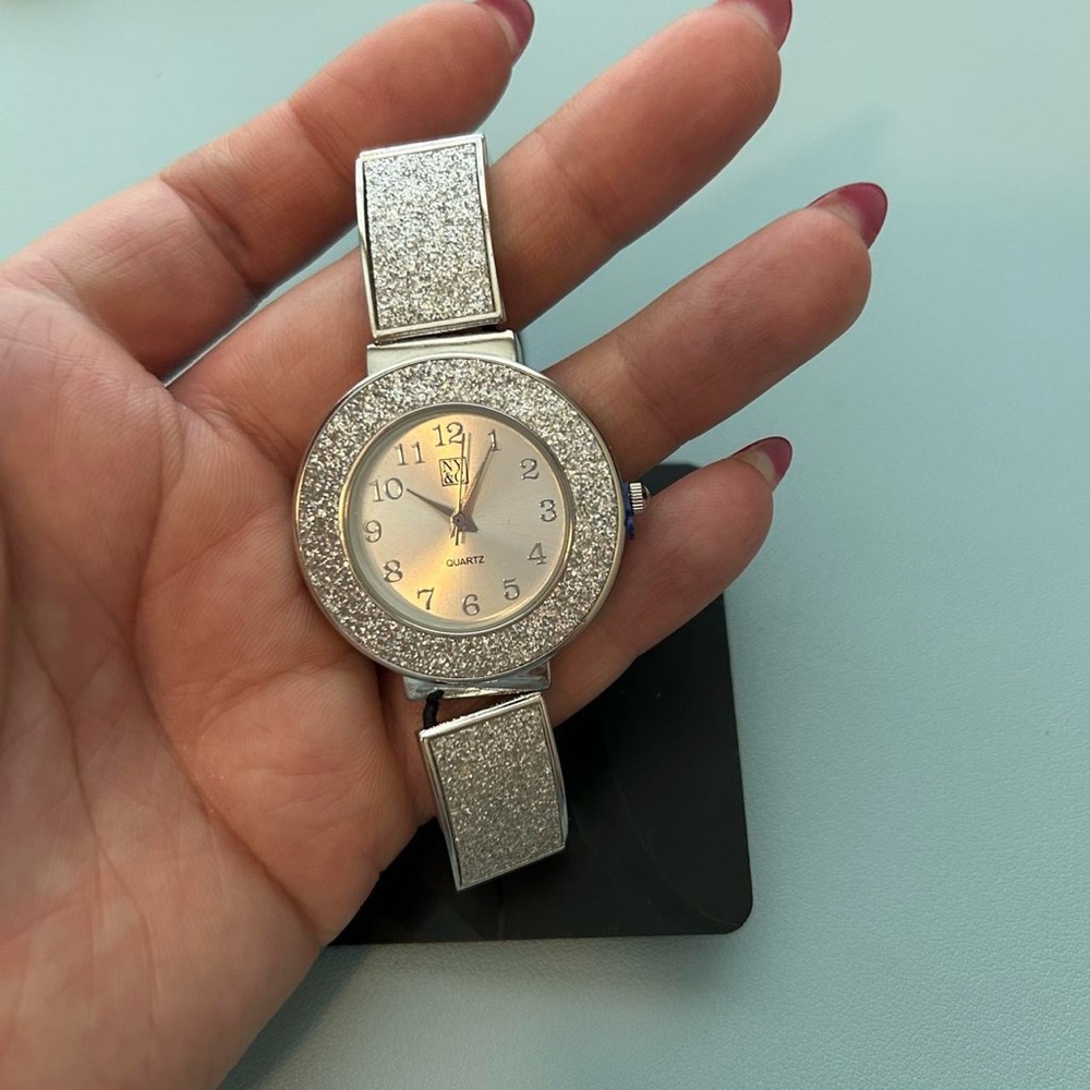 New York & Company Silver Glitter Watch